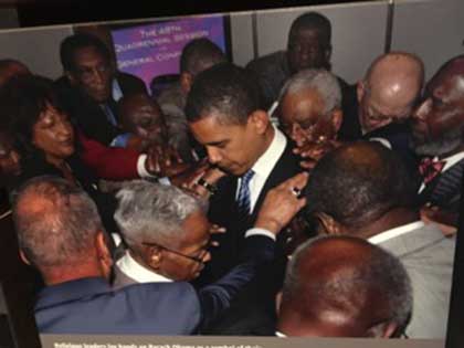 Blessings to the next generation - President Obama with elders.